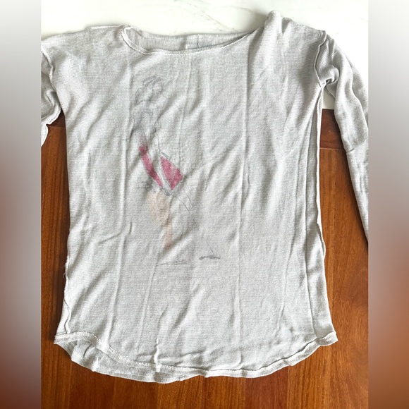 Abercrombie & Fitch Women Top Shirt Heather Gray Artistic Long Sleeve Tee Size L - Picture 11 of 16
